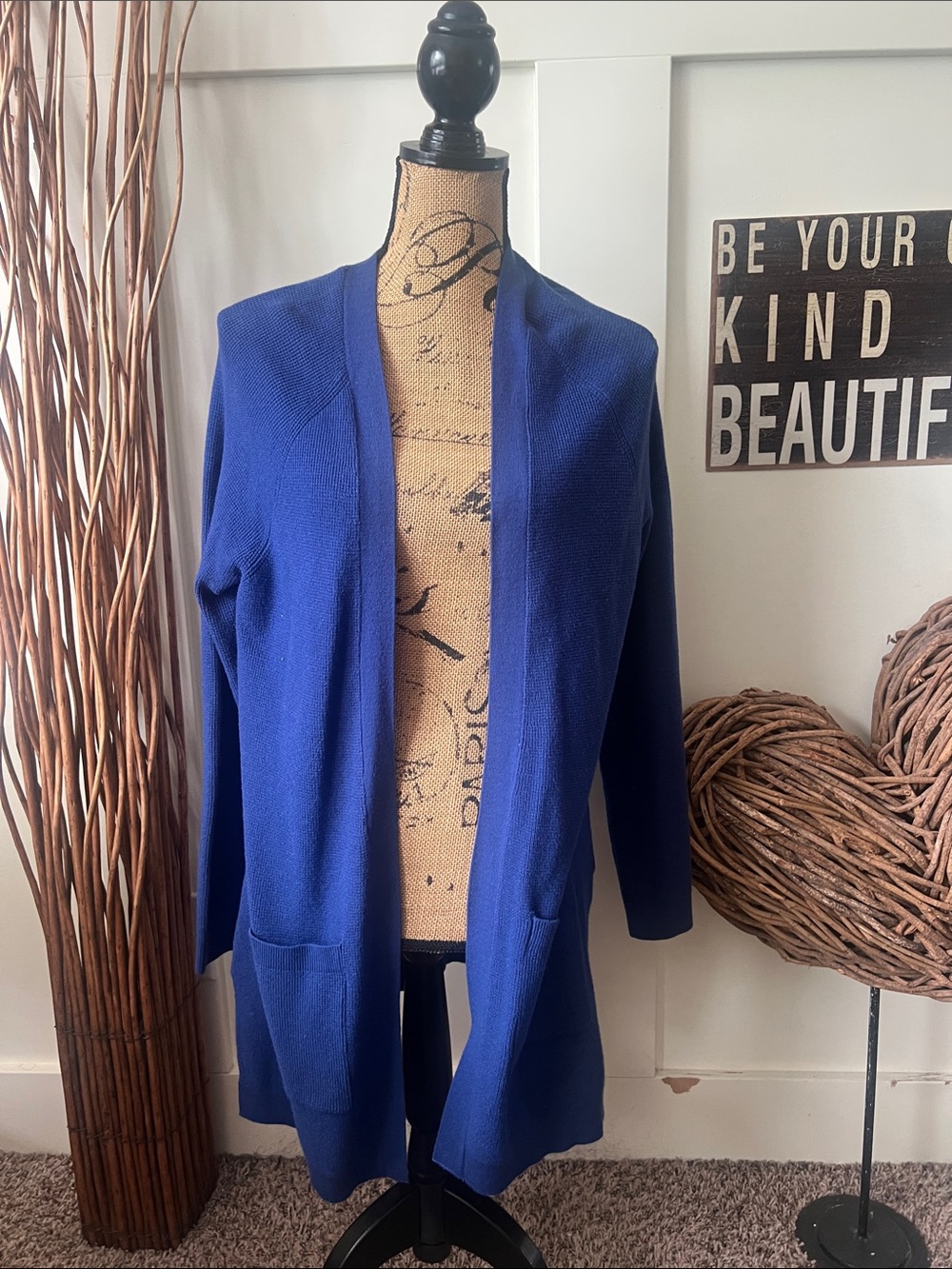 Cyrus Open-Front Royal Blue Cardigan